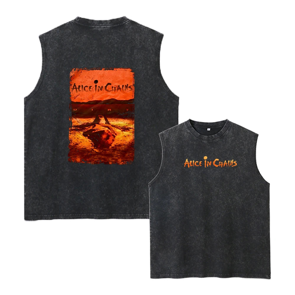 Stylish Printed Washed T-Shirt Perfect For Summer Fitness Training Vacation Or Casual Wear Loose-Fit Pure Cotton Sleeveless Vest
