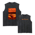 Stylish Printed Washed T-Shirt Perfect For Summer Fitness Training Vacation Or Casual Wear Loose-Fit Pure Cotton Sleeveless Vest