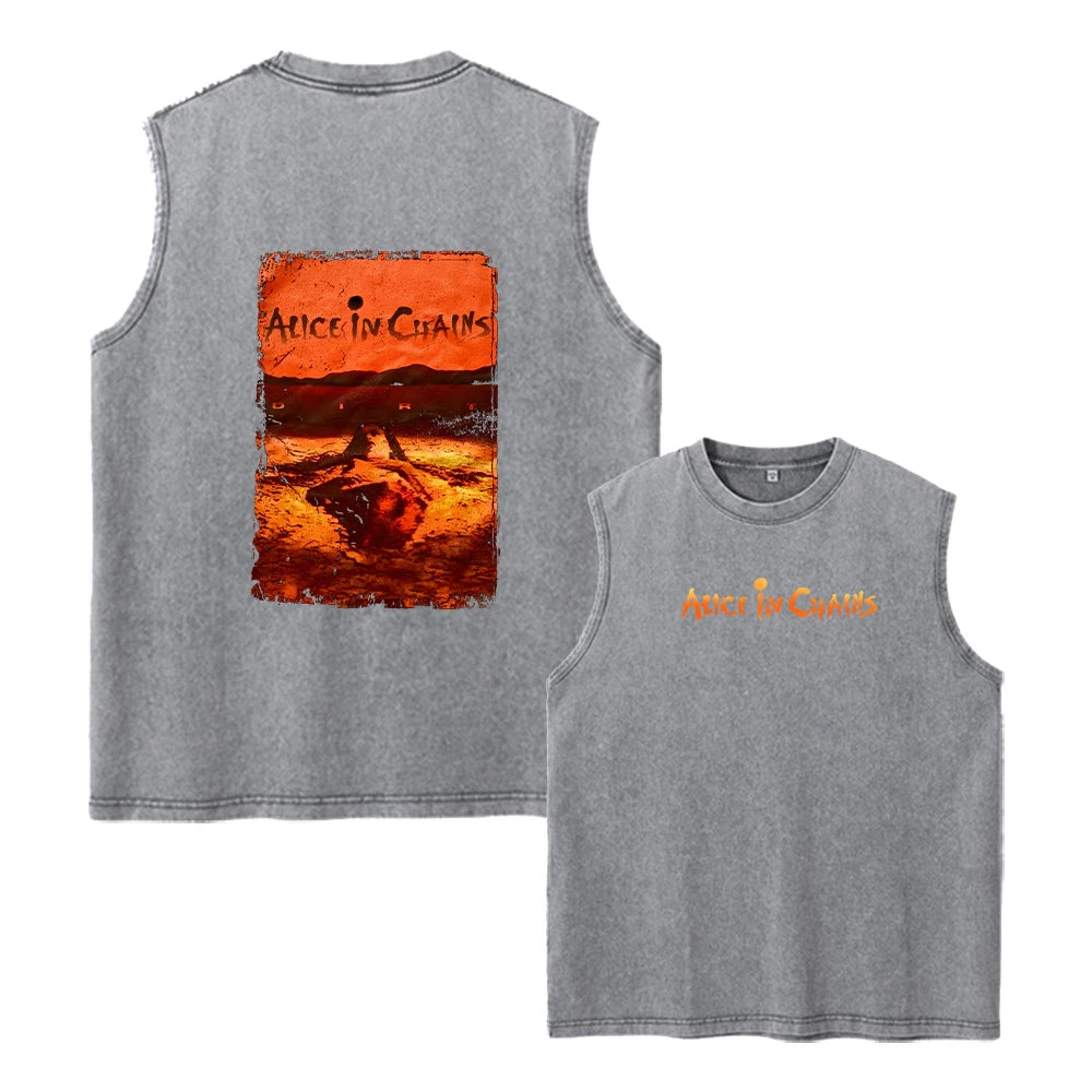 Stylish Printed Washed T-Shirt Perfect For Summer Fitness Training Vacation Or Casual Wear Loose-Fit Pure Cotton Sleeveless Vest