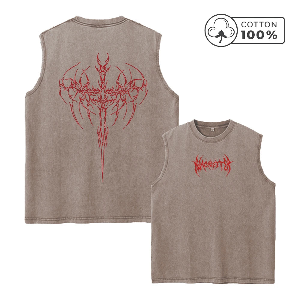 Summer Casual Printed Washed Vest For Men Pure Cotton Sleeveless Vest Fitness And Cycling Fashion Top Multiple Colors Available