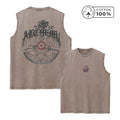 Men's Fashion Retro Washed Vest Summer Fitness Loose Casual Sleeveless T-Shirt With Personalized Pattern Print Pure Cotton Vest